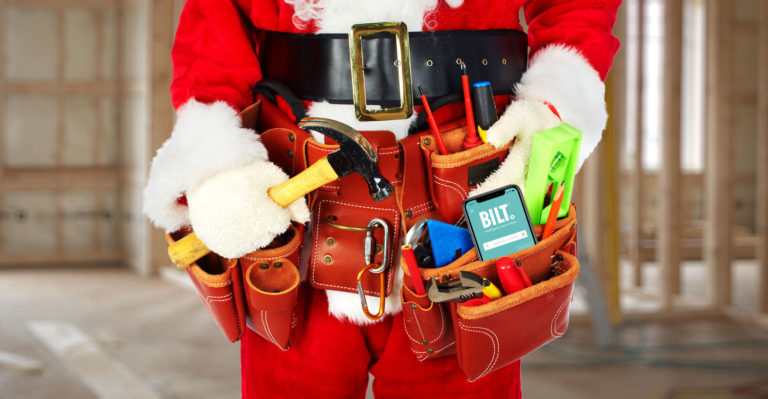 Close up of Santa worker with toolbelt