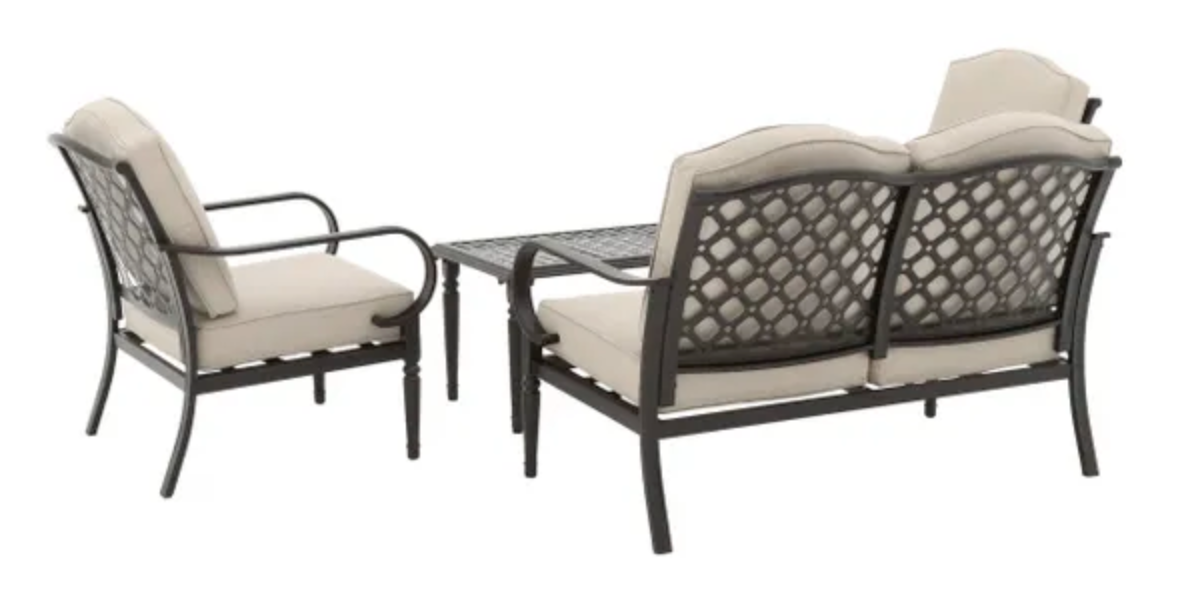 Rotating to the back of Hampton Bay Laurel Oaks patio set allows viewers to see the details