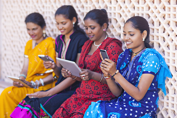 Indian women using BILT on smart devices