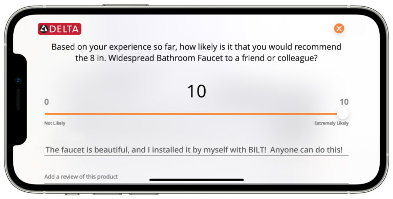 Product rating scale screen in the BILT app