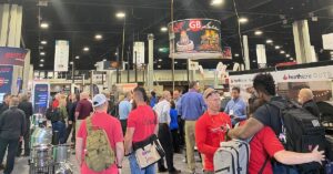 crowd standing at Hearth Patio Barbecue Expo