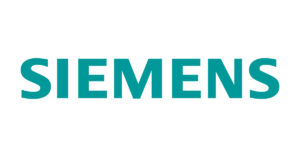 Petrol blue teal Siemens logo inside white background