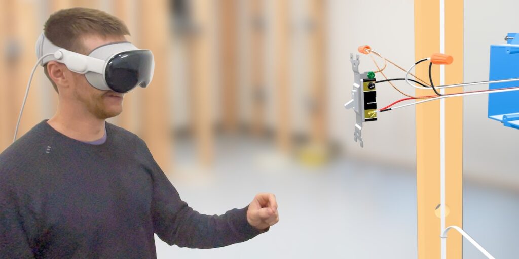 man analyzes features of the best work instruction software on BILT for Apple Vision Pro