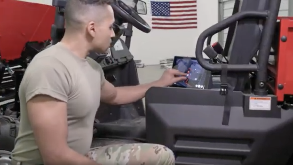 military service member trains on 3d instructions to streamline work processes